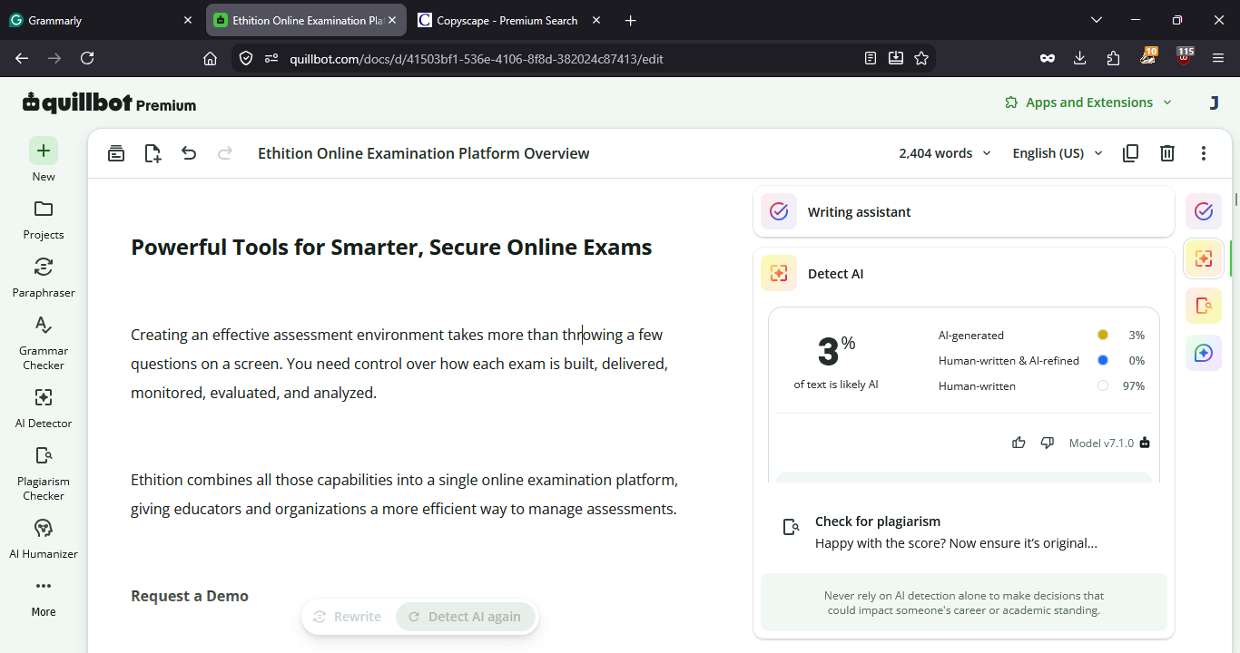 Ethition assessment dashboard